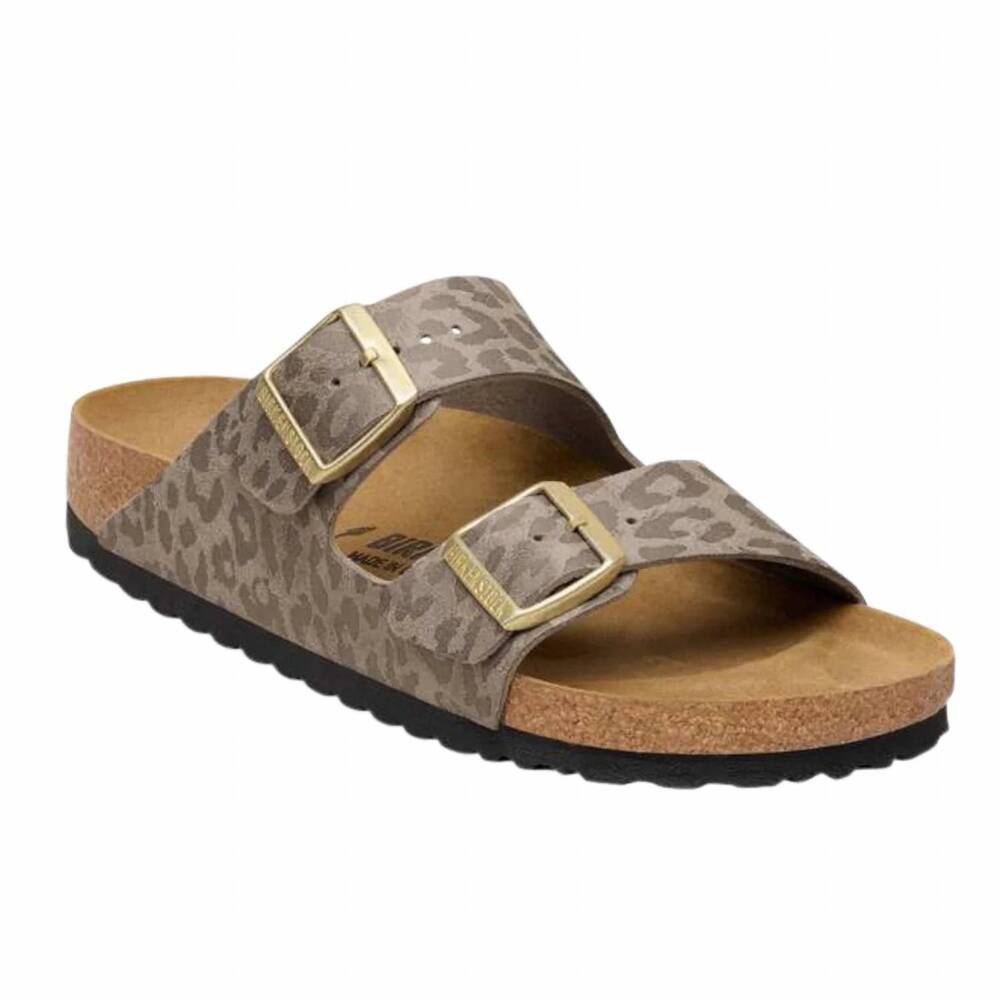 NEW BIRKENSTOCK women's arizona syn sandal - narrow width in leopard grey